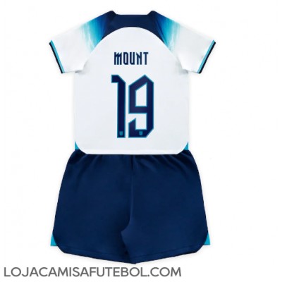 Camisa de Futebol Inglaterra Mason Mount #19 Equipamento Principal Infantil Mundo 2022 Manga Curta (+ Calças curtas)